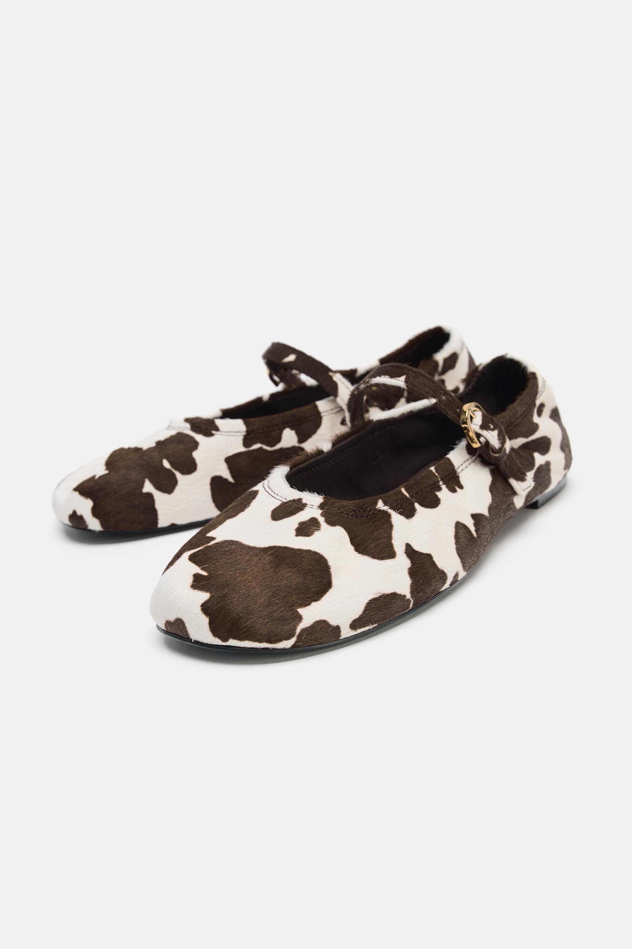 PRINTED LEATHER BALLET FLATS